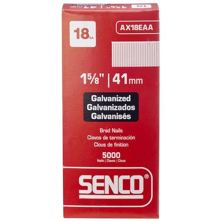 Senco Senco 1-5/8 in. L X 18 Ga. Straight Strip Galvanized Brad Nails 5000 pk AX18EAA